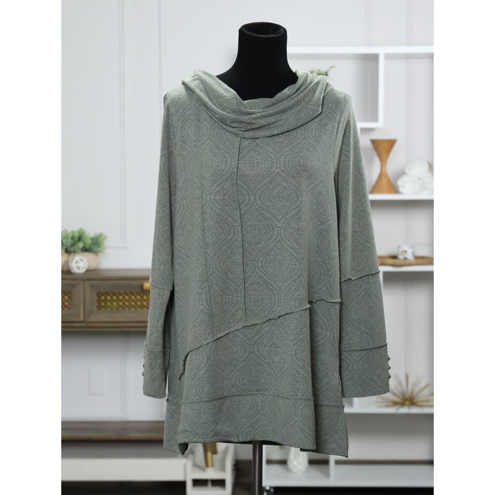 Soft Surroundings Sage Green Draped Cowl Neck Tunic - Picture 4 of 14